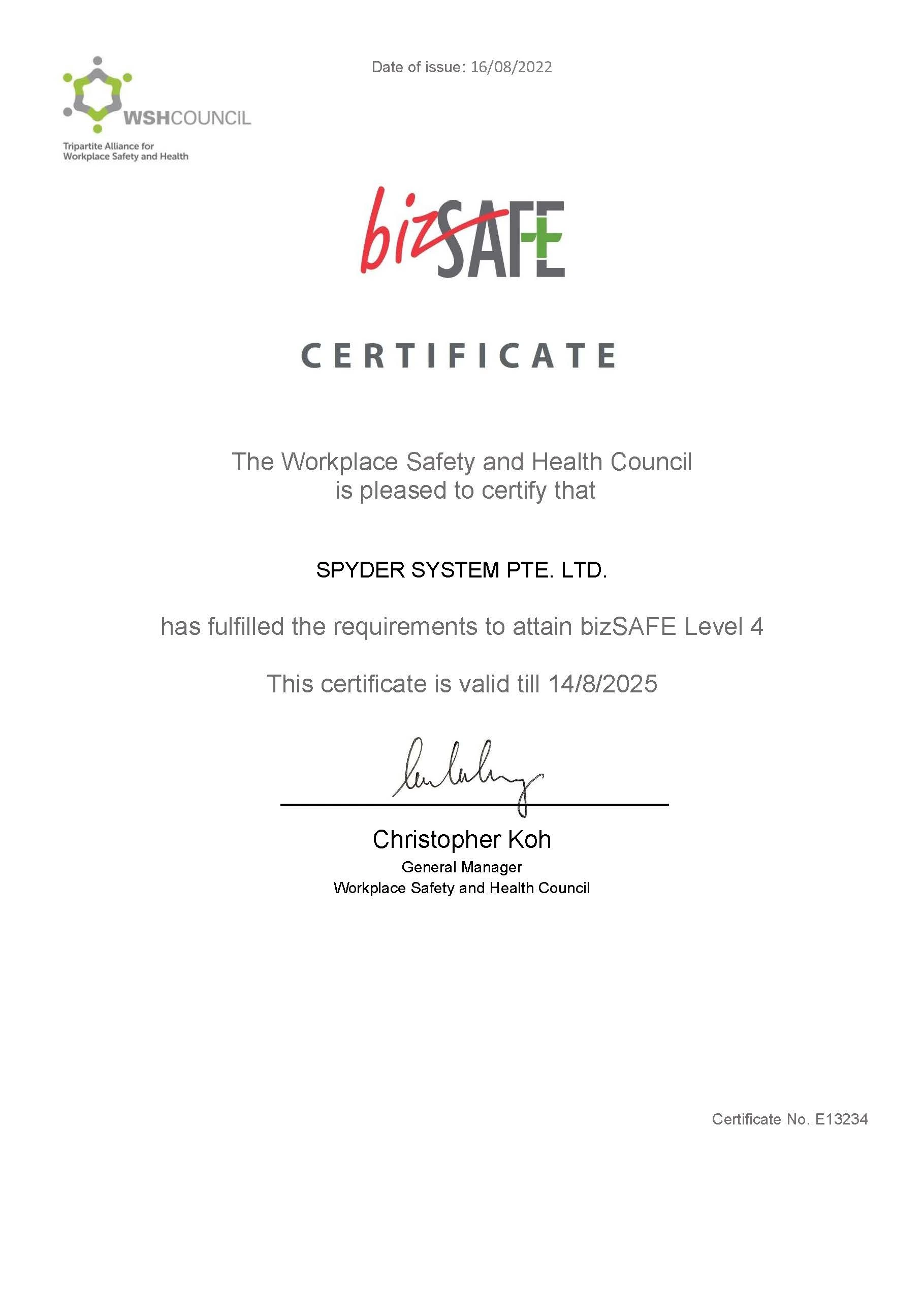 BCA Certificate